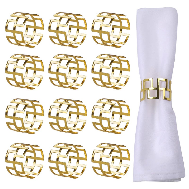 LogHog Delicate Christmas Gold Napkin Rings Set of 12, Ideal Table Setting Napkin Buckles for Christmas, Thanksgiving, Wedding, Parties, Holiday (Elegant Gold) - Image 1